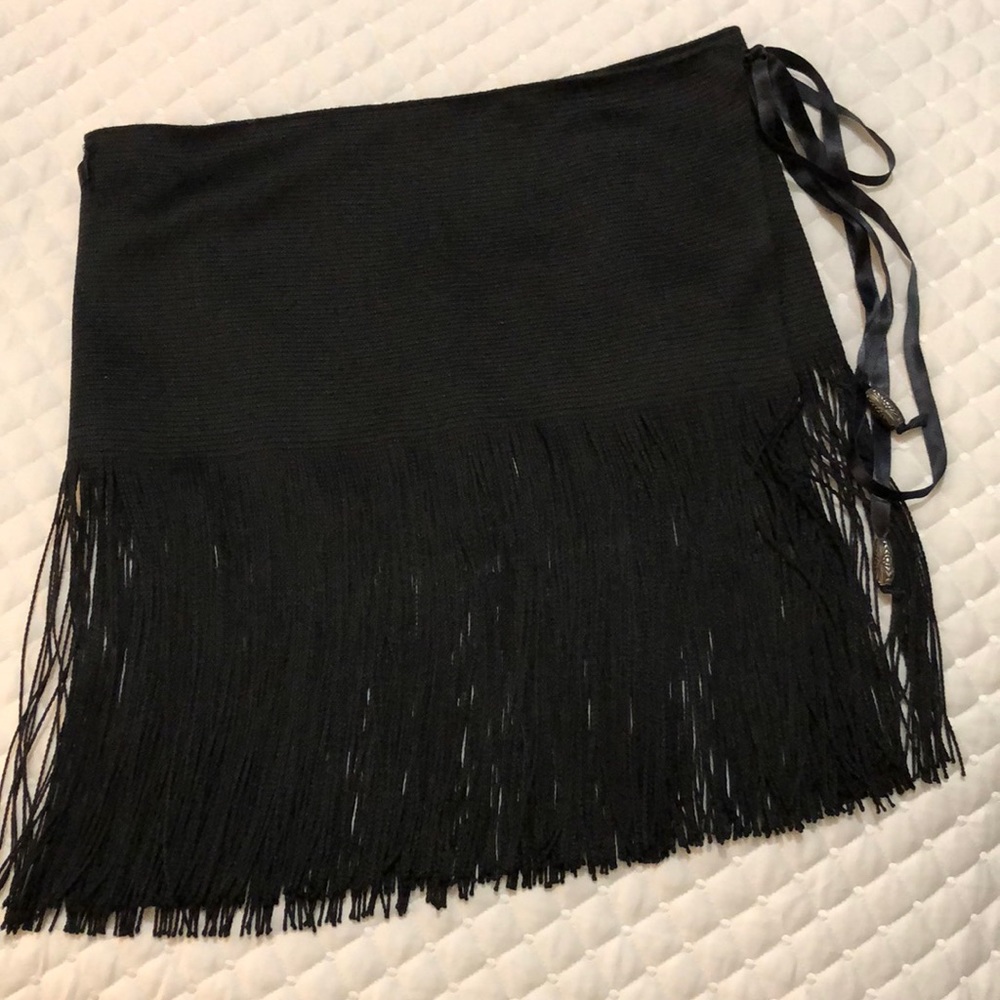 Black fringe bathing suit cover up. One size